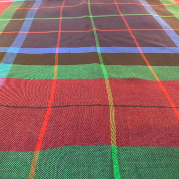 🇯🇵 Vera Tartan Plaid Square Scarf – Made in Japan – Acrylic with Fringe - Picture 9 of 12